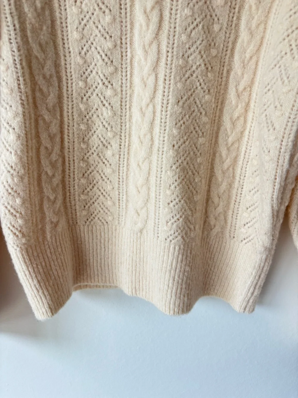 J. Crew Cream Cable Knit Chunky Crewneck Sweater Wool Alpaca Blend Fisherman
